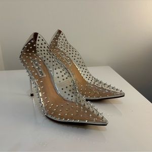💎💎 Steve Madden Vala Testy Spike Studded Clear Pointed Stiletto Heel